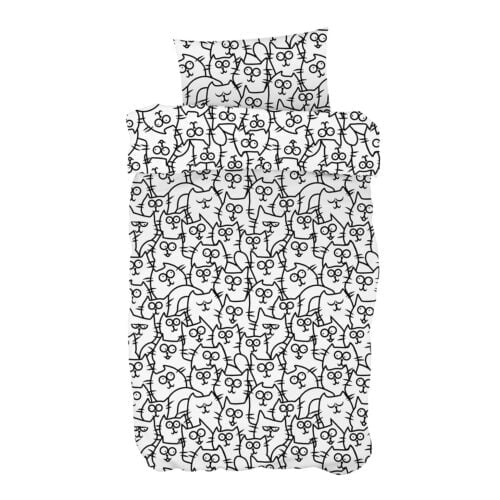 Pościel w koty komiksowe pattern czarno biała