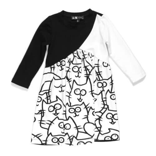 Sukienka w koteły biało czarna, łączone materiały