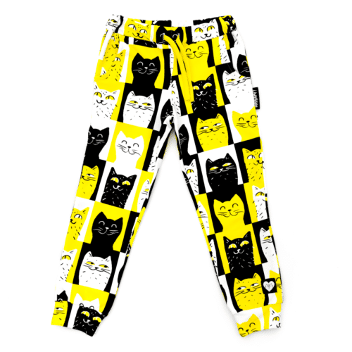 dresy w koty żółty czarny biały
