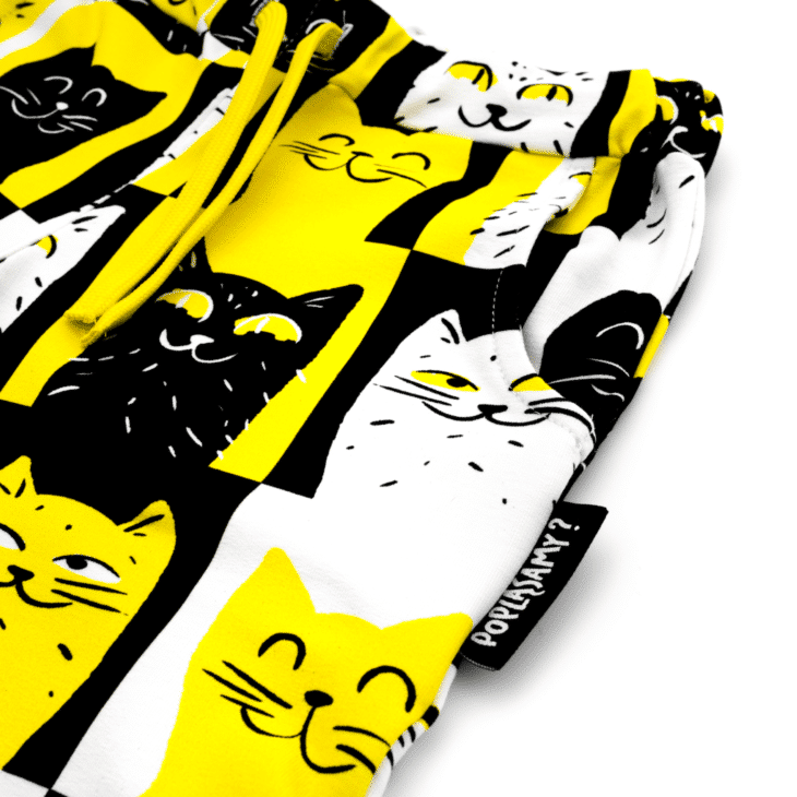 dresy w koty żółty czarny biały metka