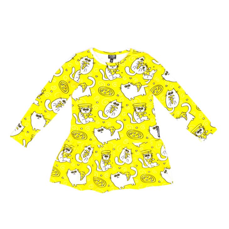 sukienka pizzokoty żółta dzikie pląsy koty