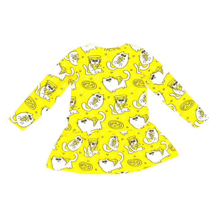 sukienka pizzokoty żółta dzikie pląsy koty tył