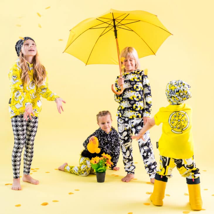 dzieci plan foto jesień parasol żółty